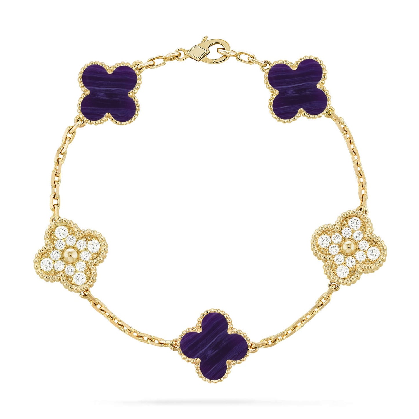 [Love Lucky]CLOVER 5 MOTIF PURPLE STRIPES BRACELET COLLECTION