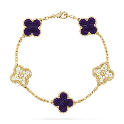 [Love Lucky]CLOVER 5 MOTIF PURPLE STRIPES BRACELET COLLECTION