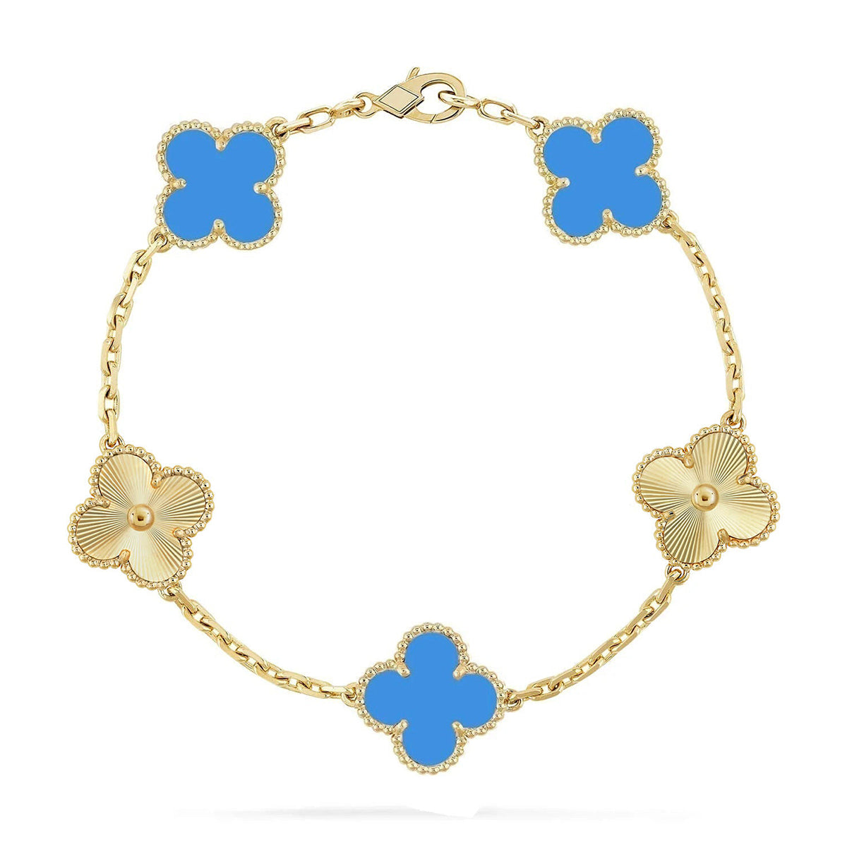 [Love Lucky] CLOVER 5 MOTIF BLUE AGATE BRACELET COLLECTION