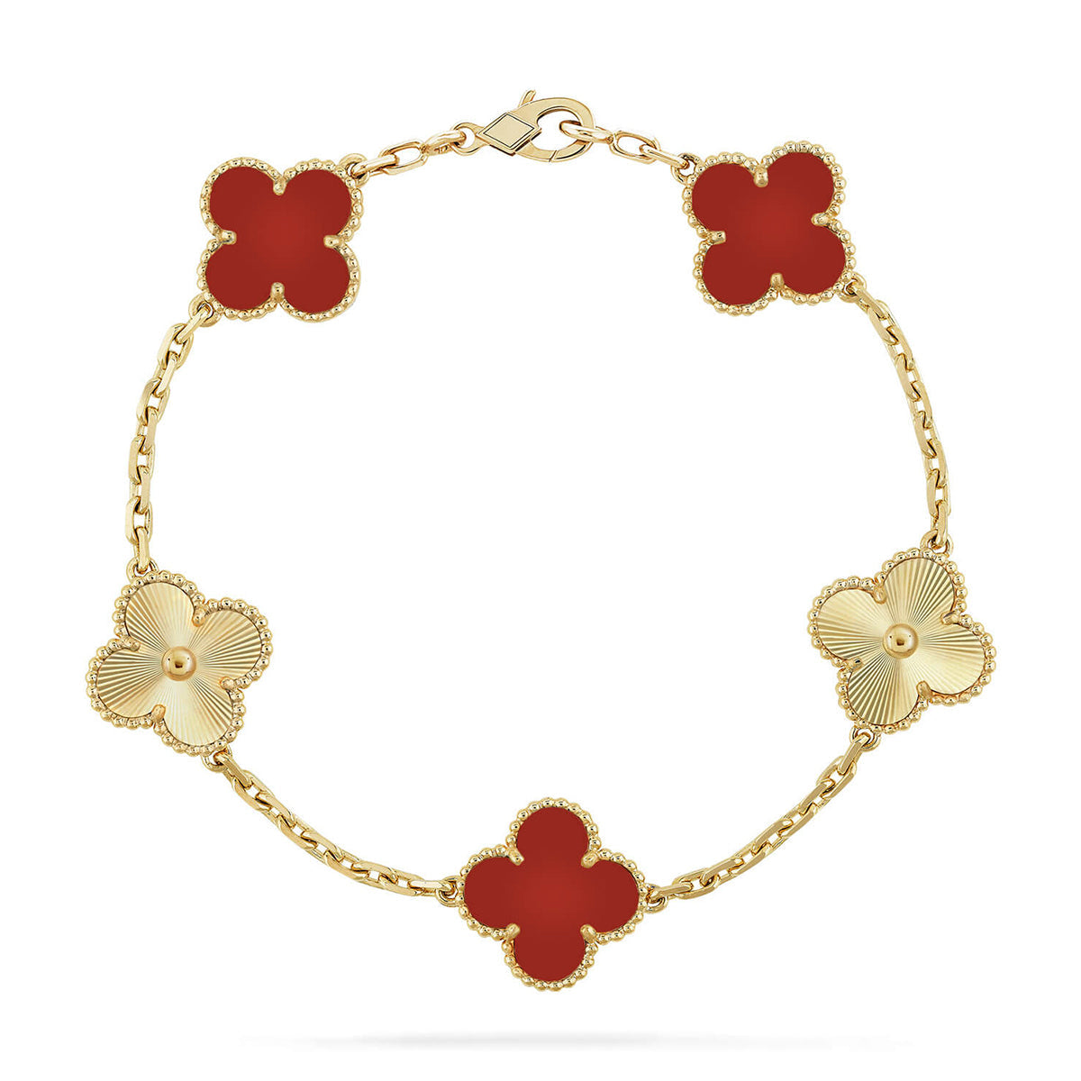 [Love Lucky] CLOVER 5 MOTIF RED CORNELIAN BRACELET COLLECTION