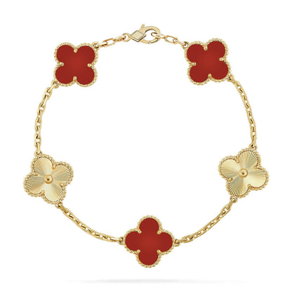 [Love Lucky] CLOVER 5 MOTIF RED CORNELIAN BRACELET COLLECTION