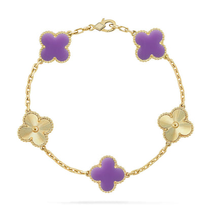 [Love Lucky]CLOVER 5 MOTIF LIGHT PURPLE BRACELET COLLECTION