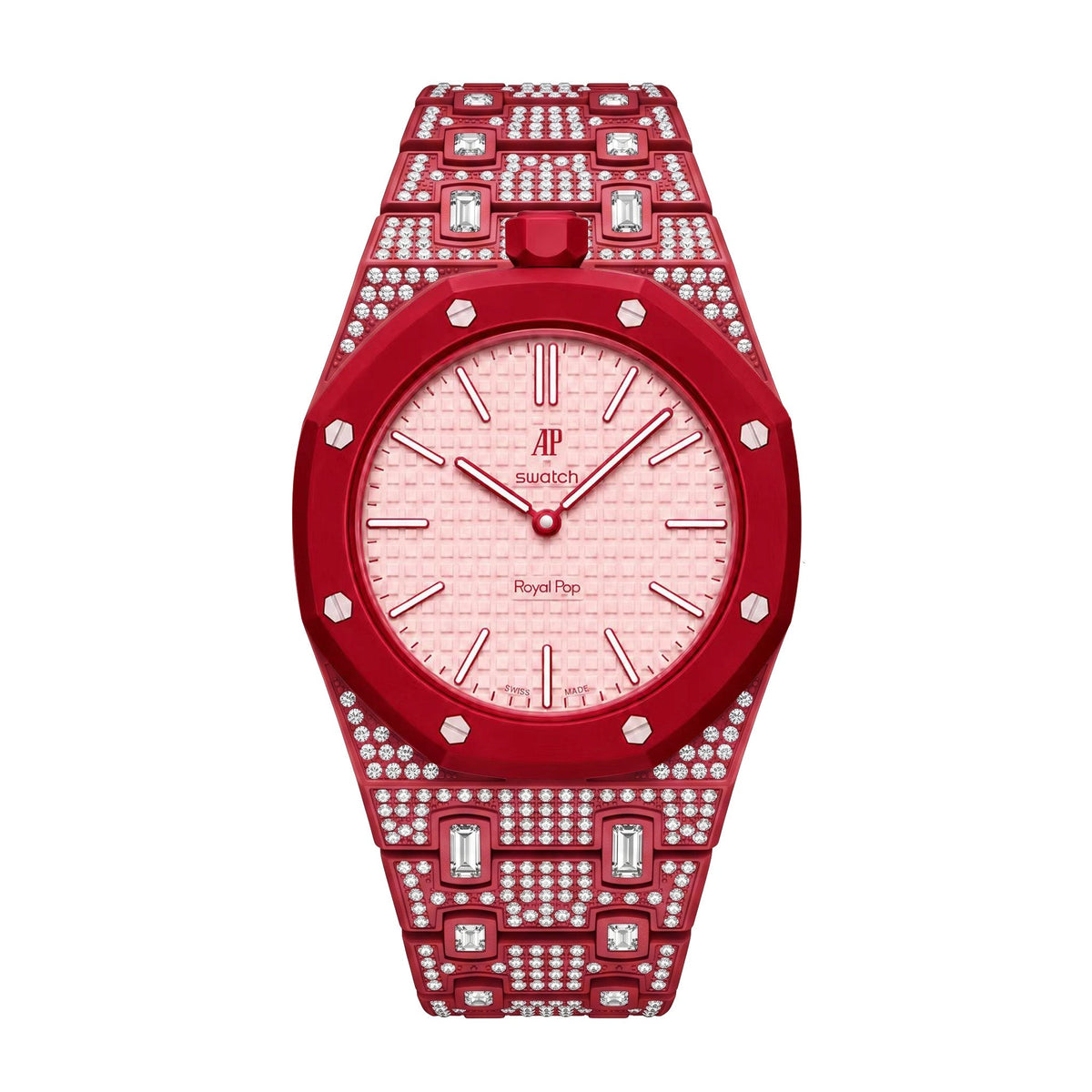 Royal Oak Pop Exclusivo con caja de biocerámica y correa de biocerámica totalmente engastado con diamantes