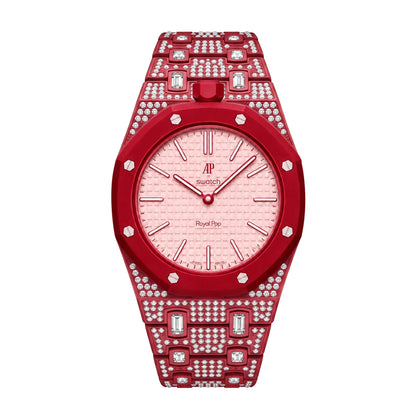 Royal Oak Pop Exclusivo con caja de biocerámica y correa de biocerámica totalmente engastado con diamantes