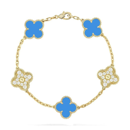[Love Lucky] CLOVER 5 MOTIF BLUE AGATE BRACELET COLLECTION