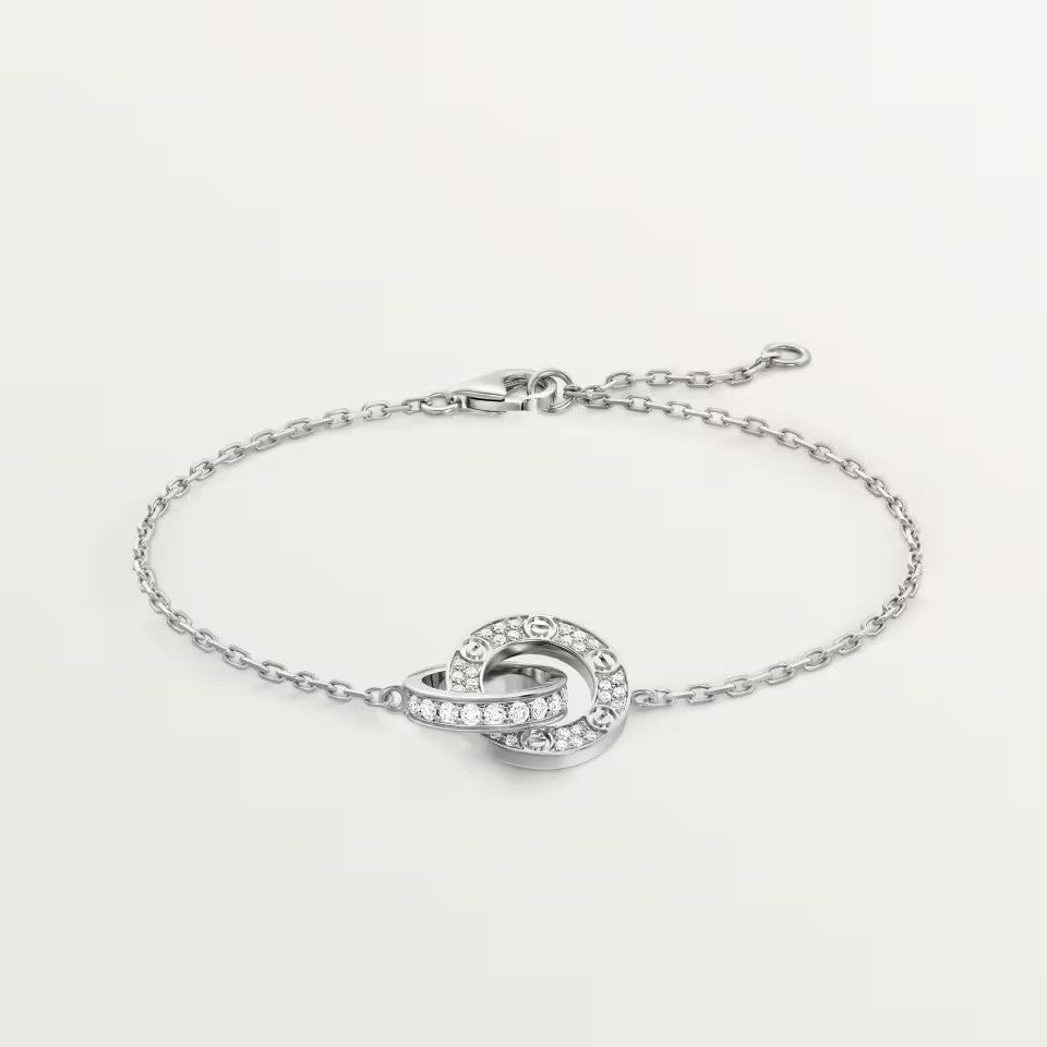 [Love Lucky]LOVE DOUBLE RING FULL DIAMOND BRACELET
