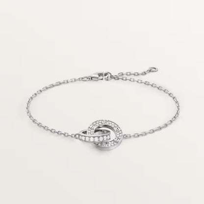 [Love Lucky]LOVE DOUBLE RING FULL DIAMOND BRACELET