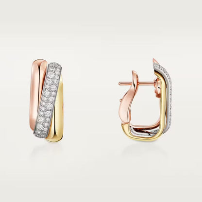 [Love Lucky]TRINITY HALF DIAMOND  CUSHION EARRINGS