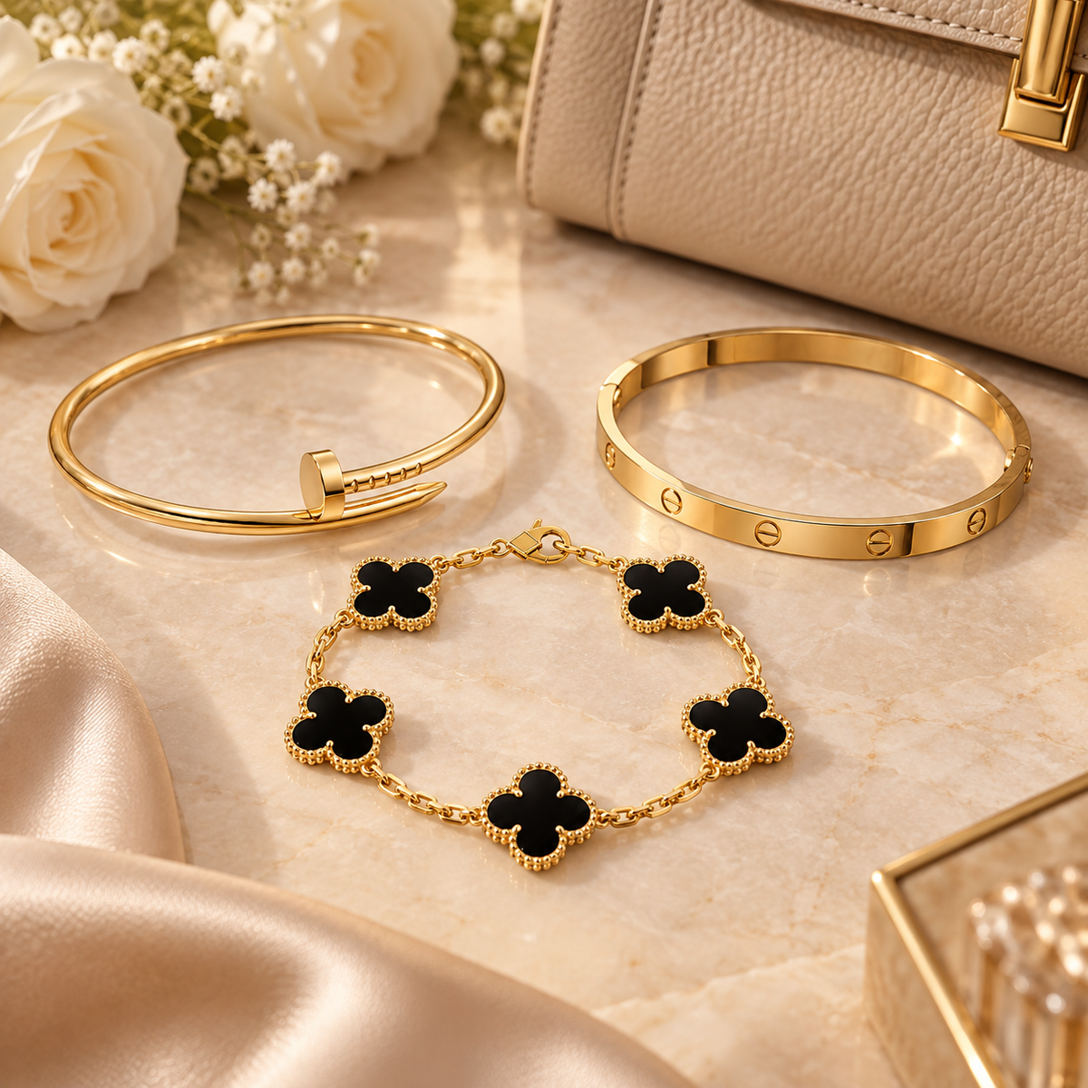 [LoveLucky]Clover & Juste & Lover  Bracelet Stack Set