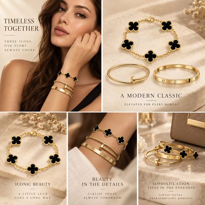 [LoveLucky]Clover & Juste & Lover  Bracelet Stack Set