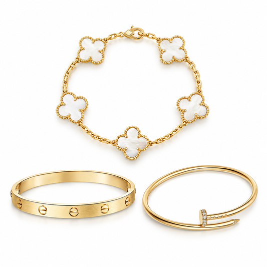 [LoveLucky]Clover & Lover & Juste Bracelet Stack Set