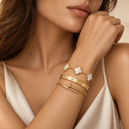 [LoveLucky]Clover & Lover & Juste Bracelet Stack Set