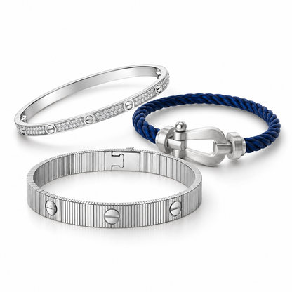 [LoveLucky]Love & Force Large Horseshoe Trio Bracelet Stack Set