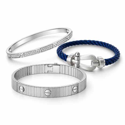 [LoveLucky]Love & Force Large Horseshoe Trio Bracelet Stack Set