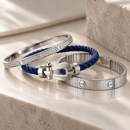 [LoveLucky]Love & Force Large Horseshoe Trio Bracelet Stack Set