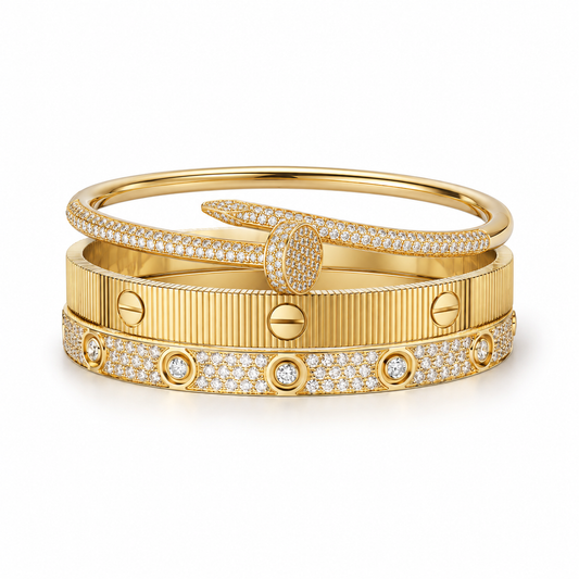 [LoveLucky]Love & Juste Statement Bracelet Trio Stack Set