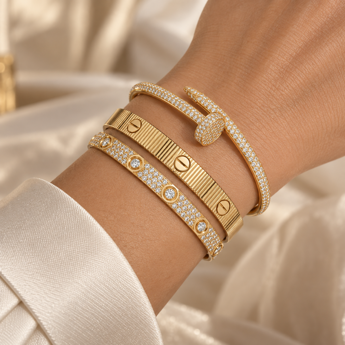 [LoveLucky]Love & Juste Statement Bracelet Trio Stack Set