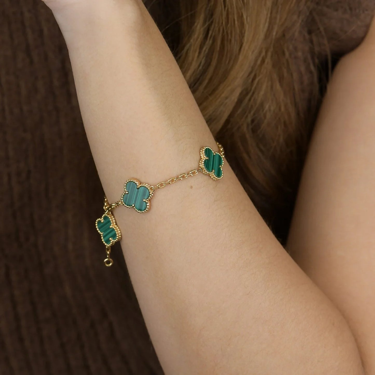 [Love Lucky] CLOVER 5 MOTIF MALACHITE BRACELET COLLECTION