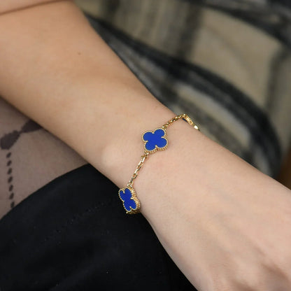 [Love Lucky] CLOVER 5 MOTIF BLUE AGATE BRACELET COLLECTION