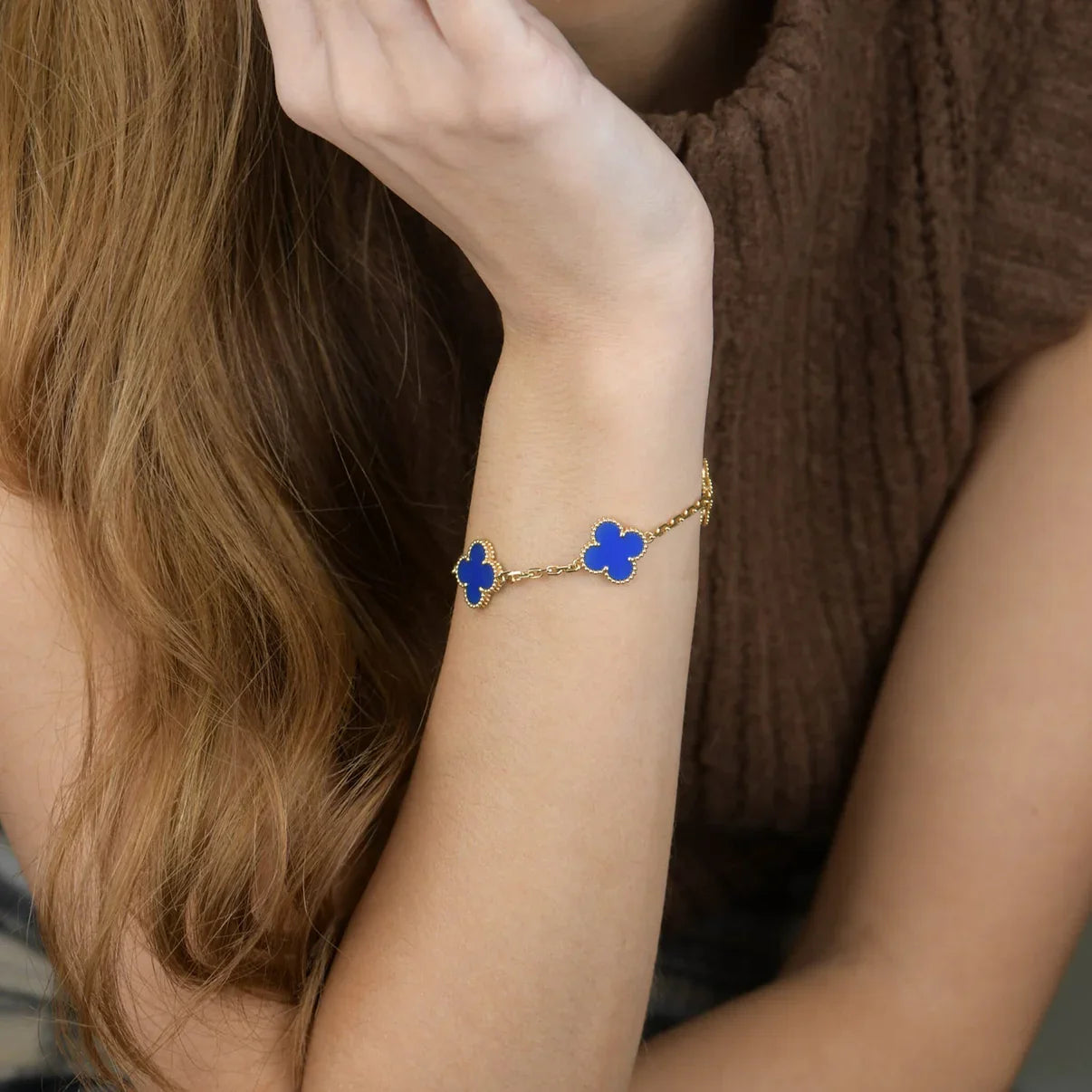[Love Lucky] CLOVER 5 MOTIF BLUE AGATE BRACELET COLLECTION
