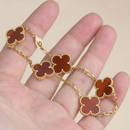 [Love Lucky] CLOVER 5 MOTIF RED CORNELIAN BRACELET COLLECTION