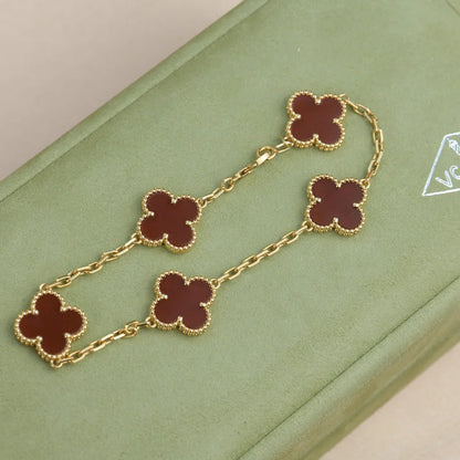 [Love Lucky] CLOVER 5 MOTIF RED CORNELIAN BRACELET COLLECTION