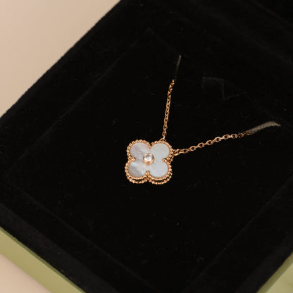 [Love Lucky]COLLIER CLOVER 15 MM DIAMANT FRITILLAIRE BLANCHE