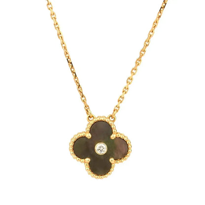 [Love Lucky] COLLAR CLOVER 15MM DE DIAMANTE Y NÁCAR GRIS