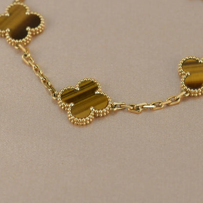 [Love Lucky] CLOVER 5 MOTIFS TIGER EYE BRACELET COLLECTION