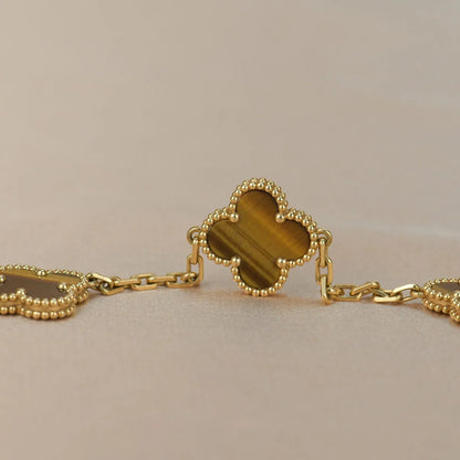 [Love Lucky] CLOVER 5 MOTIFS TIGER EYE BRACELET COLLECTION