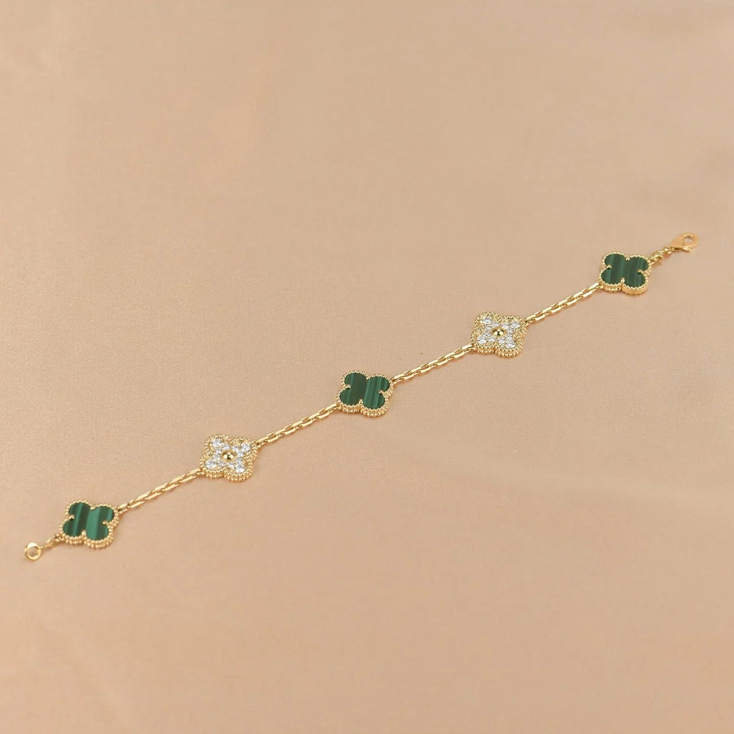 [Love Lucky] CLOVER 5 MOTIF MALACHITE BRACELET COLLECTION