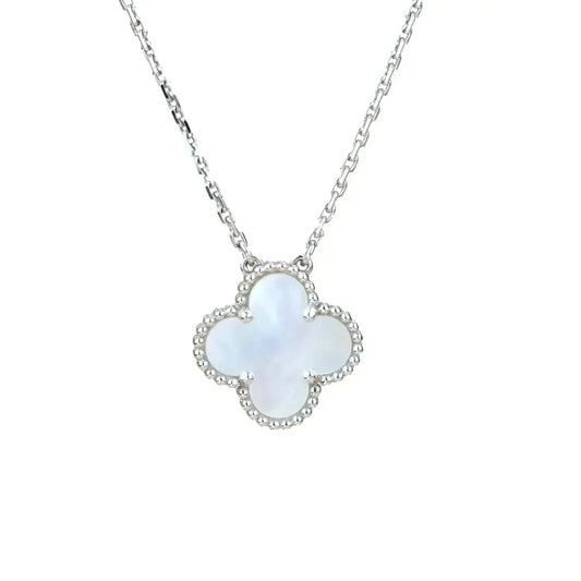 [Love Lucky]CLOVER 15MM NÁCAR BLANCO PLATA