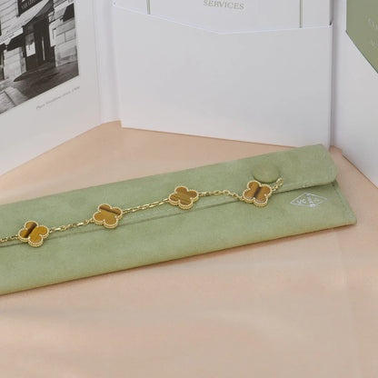 [Love Lucky] CLOVER 5 MOTIFS TIGER EYE BRACELET COLLECTION