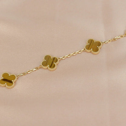 [Love Lucky] CLOVER 5 MOTIFS TIGER EYE BRACELET COLLECTION