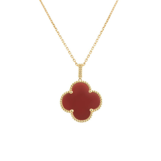 [Love Lucky]CLOVER 25MM NECKLACE GOLD CARNELIAN