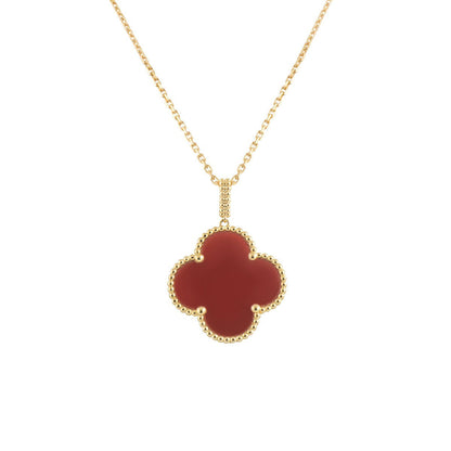 [Love Lucky]COLLIER TRÈFLE 25 MM OR CORNALINE