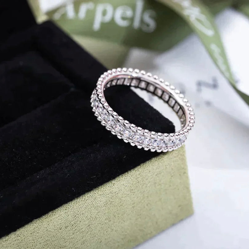 [Love Lucky]BAGUE PERLEE DIAMANT ARGENT