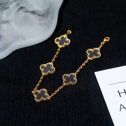 [Love Lucky]CLOVER 5 MOTIF ROCK CRYSTAL BRACELET