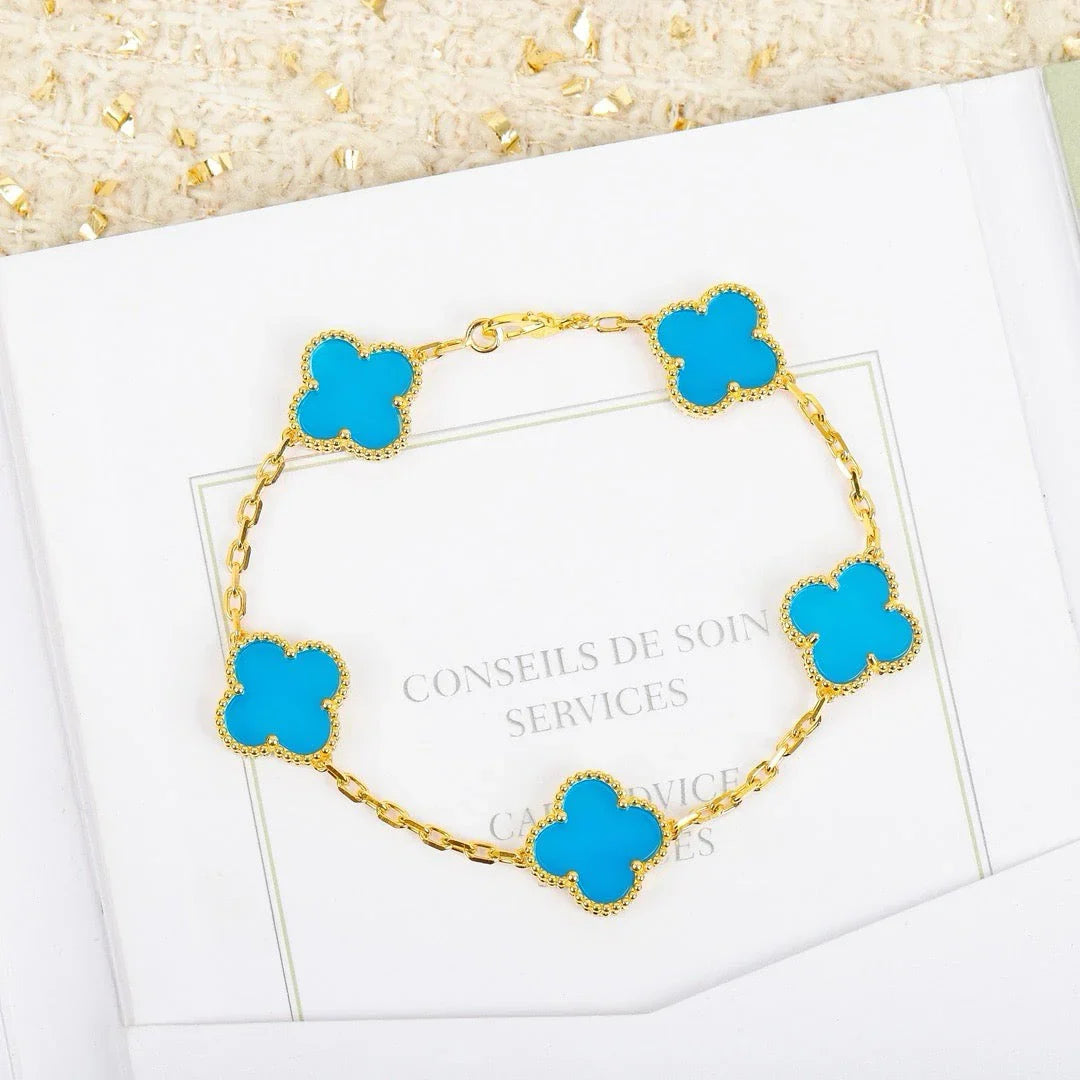 [Love Lucky] CLOVER 5 MOTIF TURQUOISE BRACELET COLLECTION