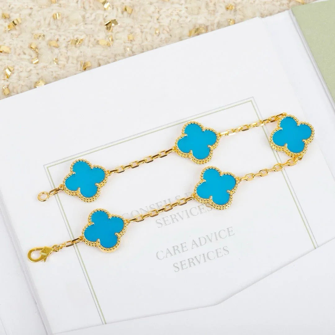 [Love Lucky] CLOVER 5 MOTIF TURQUOISE BRACELET COLLECTION