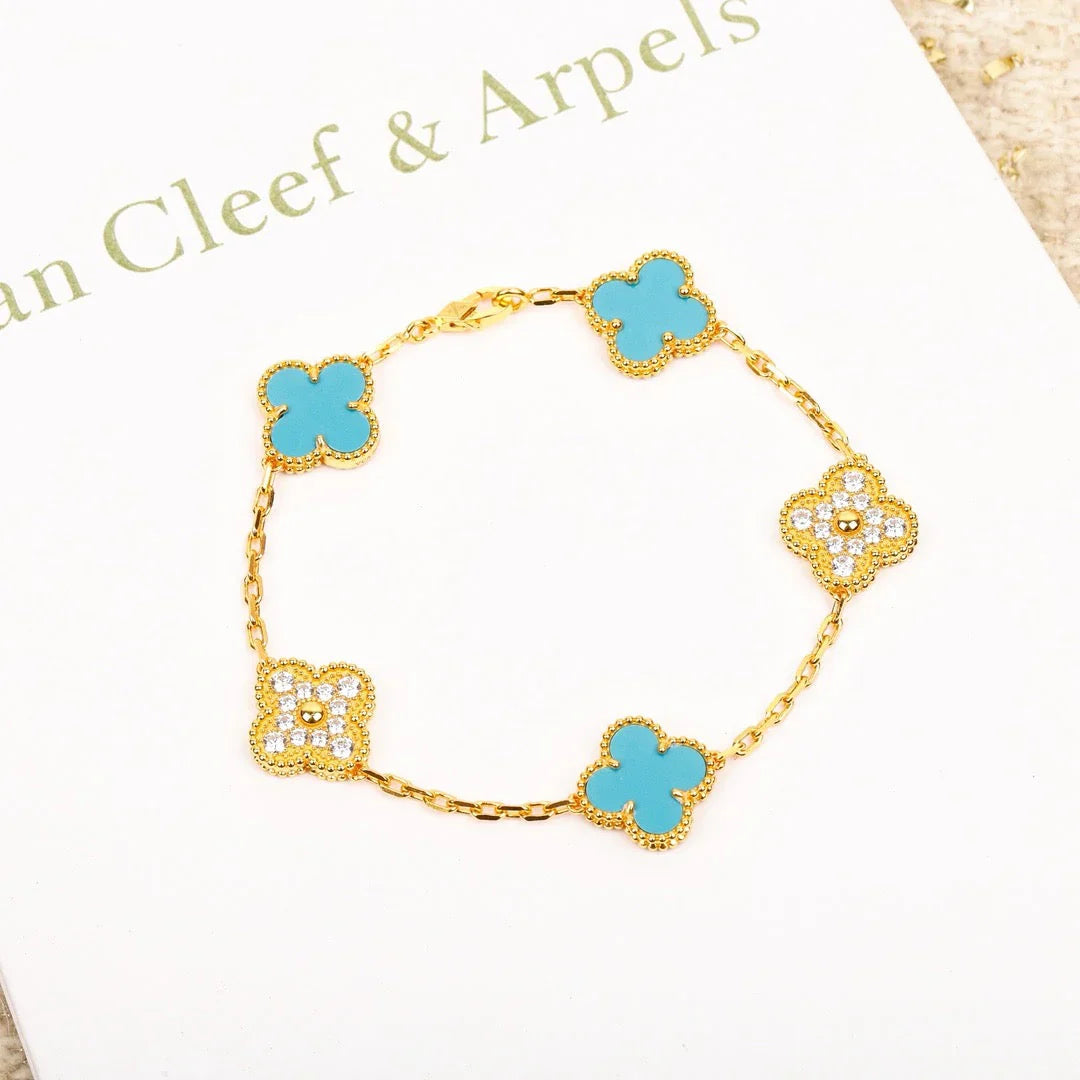 [Love Lucky] CLOVER 5 MOTIF TURQUOISE BRACELET COLLECTION