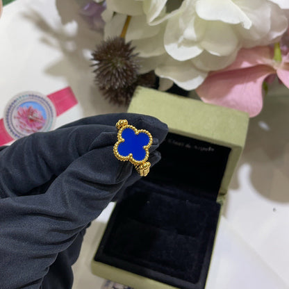 [Love Lucky]CLOVER RIVERSIBLE BLUE AGATE RING