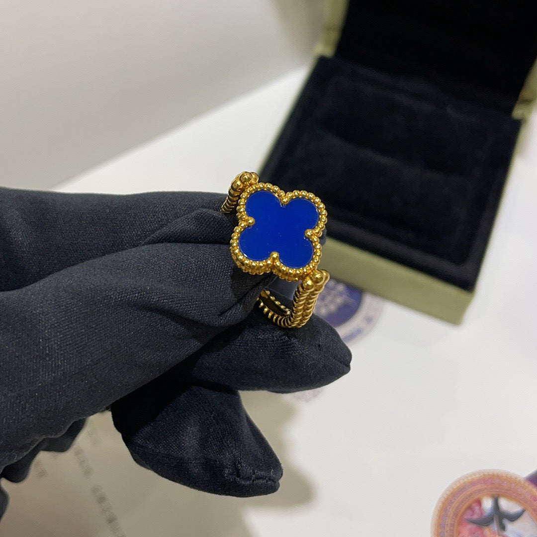[Love Lucky]CLOVER RIVERSIBLE BLUE AGATE RING