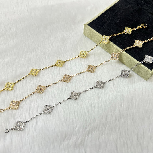 [Love Lucky]CLOVER 6 MOTIF DIAMOND BRACELET