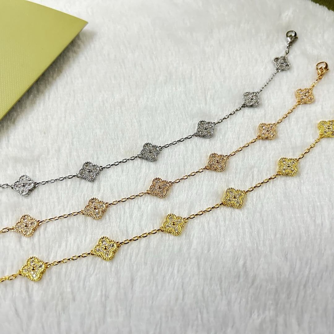 [Love Lucky]CLOVER 6 MOTIF DIAMOND BRACELET