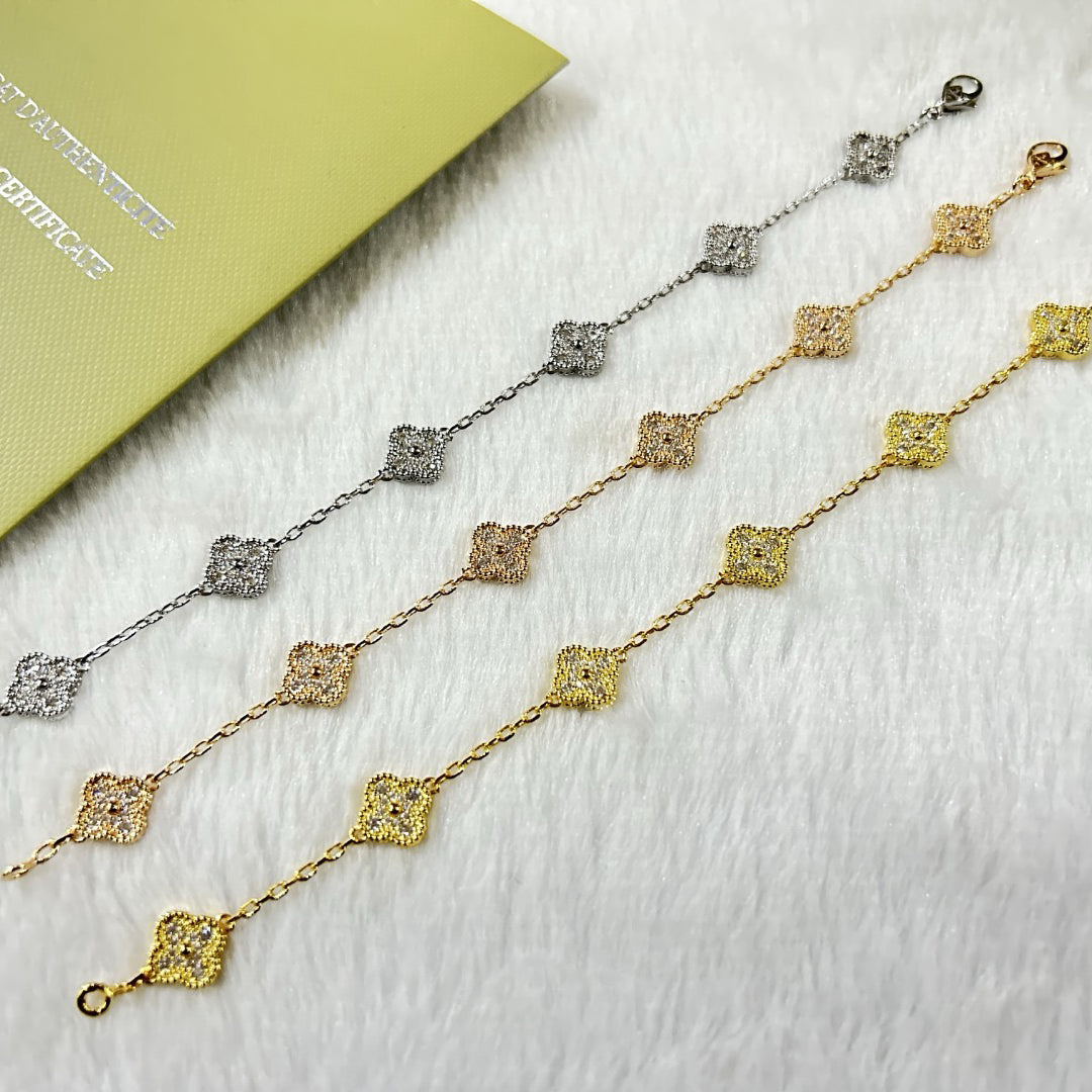 [Love Lucky]CLOVER 6 MOTIF DIAMOND BRACELET