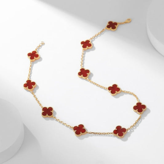 [Love Lucky]CLOVER 10 MOTIFS CARNELIAN NECKLACE