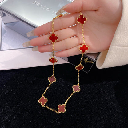 [Love Lucky]CLOVER 10 MOTIFS CARNELIAN NECKLACE