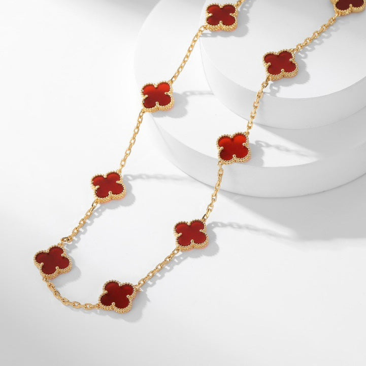 [Love Lucky]CLOVER 10 MOTIFS CARNELIAN NECKLACE