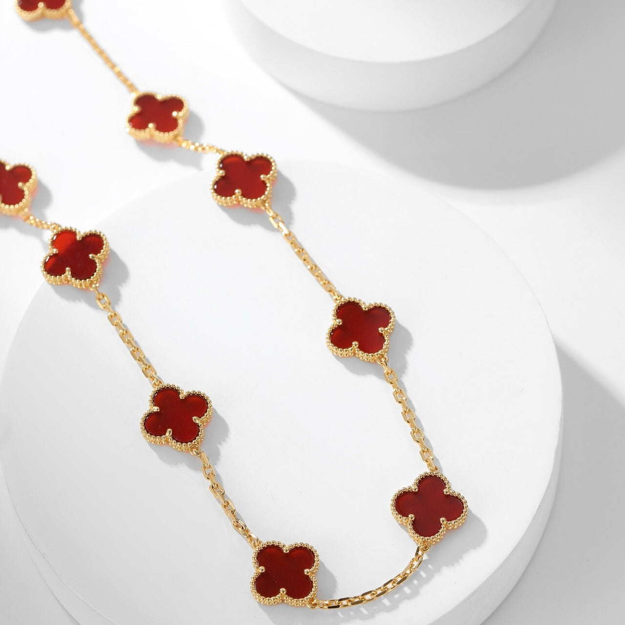 [Love Lucky]CLOVER 10 MOTIFS CARNELIAN NECKLACE